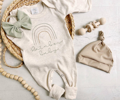 Neutral Tone Boho Rainbow Baby Outfit - Sweet Muted Rainbow - Tiny Tots Boutique