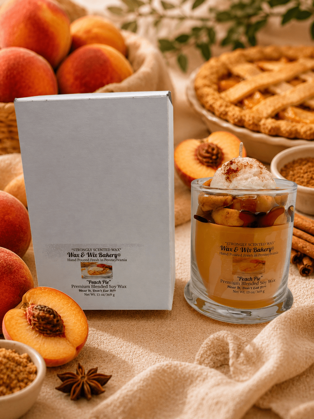 Peach Pie Candle. 13 oz. Large Dessert Candle - Tiny Tots Boutique