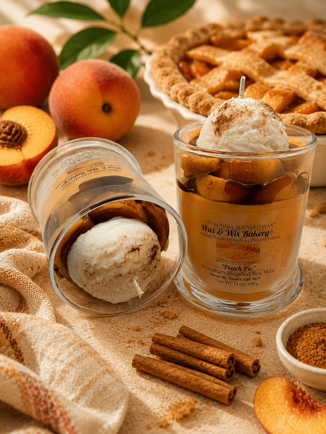 Peach Pie Candle. 13 oz. Large Dessert Candle - Tiny Tots Boutique