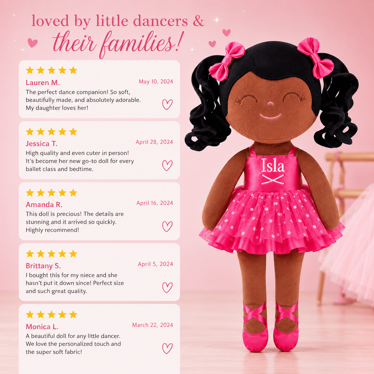 Personalized African American Ballerina Doll - Tiny Tots Boutique