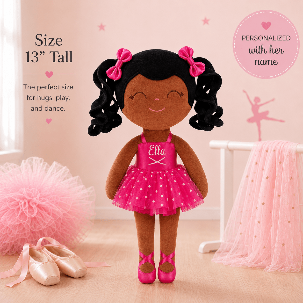 Personalized African American Ballerina Doll - Tiny Tots Boutique