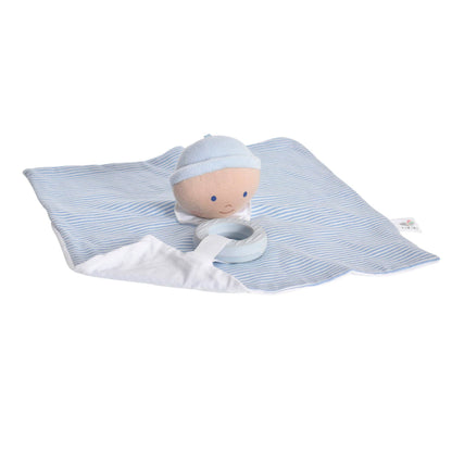 Personalized Baby Lovey with Rubber Teether - Blue - Tiny Tots Boutique