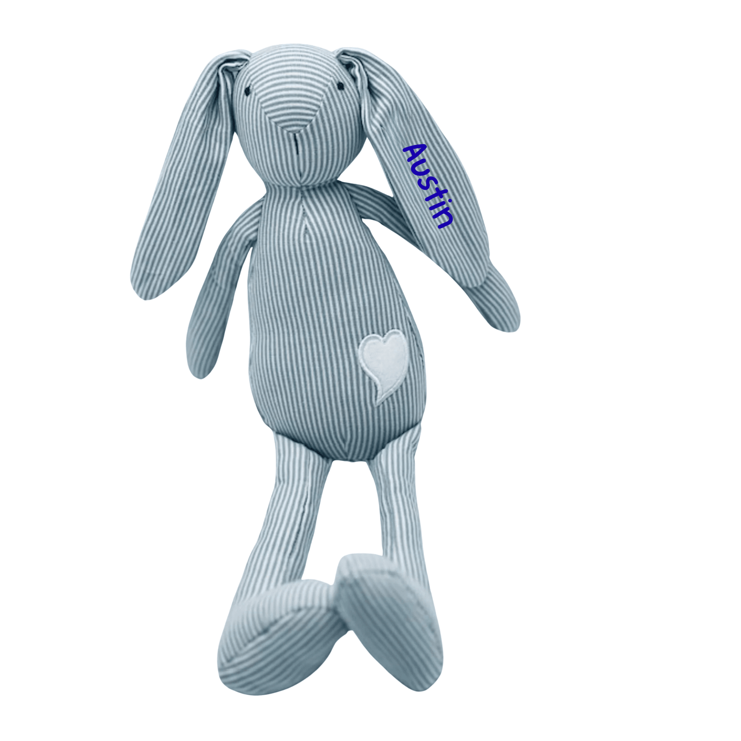 Personalized Blue Striped Bunny - Custom Embroidered Name - Tiny Tots Boutique