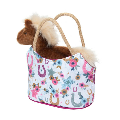 Personalized Boho Horseshoe Kids Purse with Horse Plush Animal - Tiny Tots Boutique
