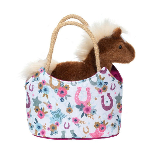 Personalized Boho Horseshoe Kids Purse with Horse Plush Animal - Tiny Tots Boutique