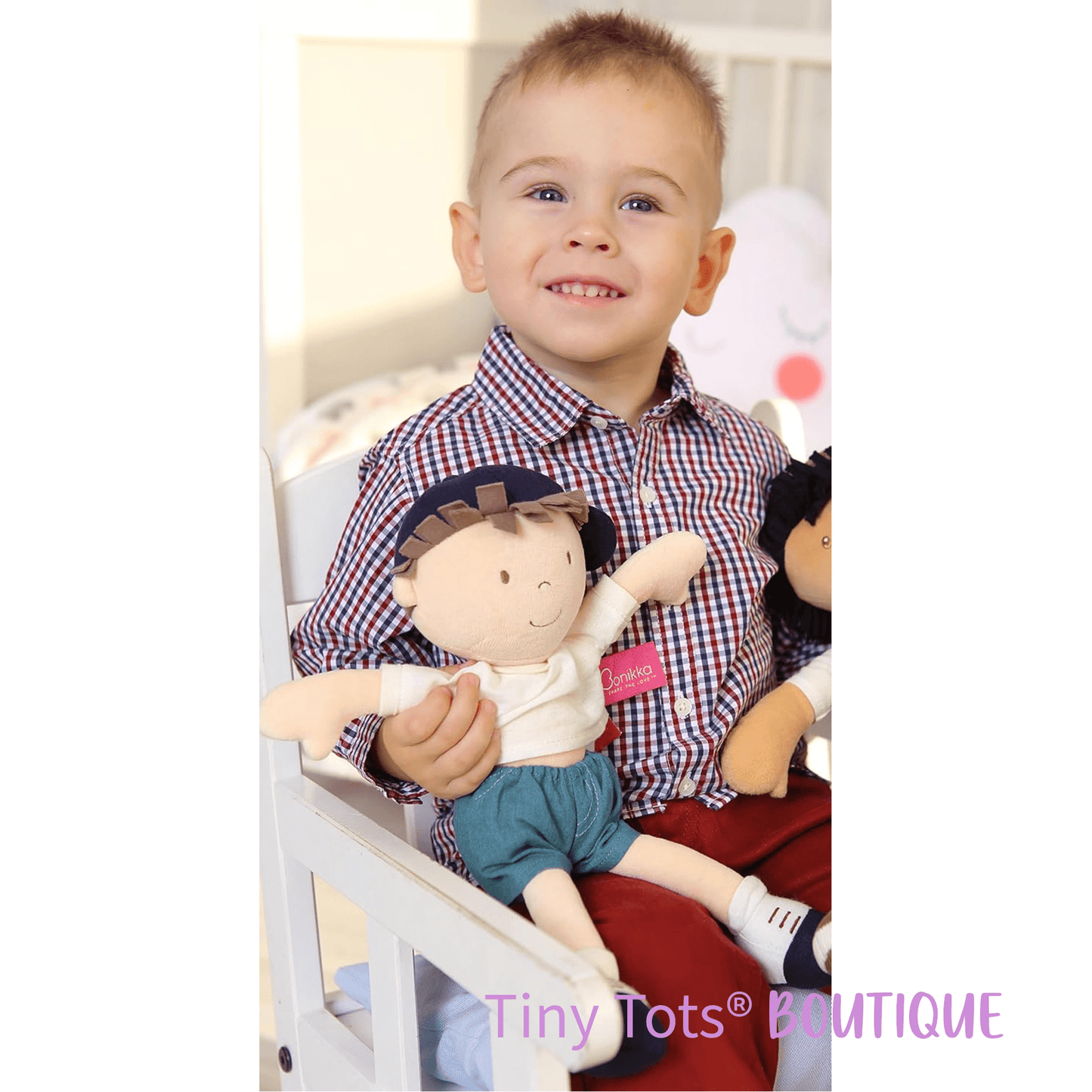 Personalized Boy Plush Doll in Baseball Cap - Jasper - Tiny Tots Boutique