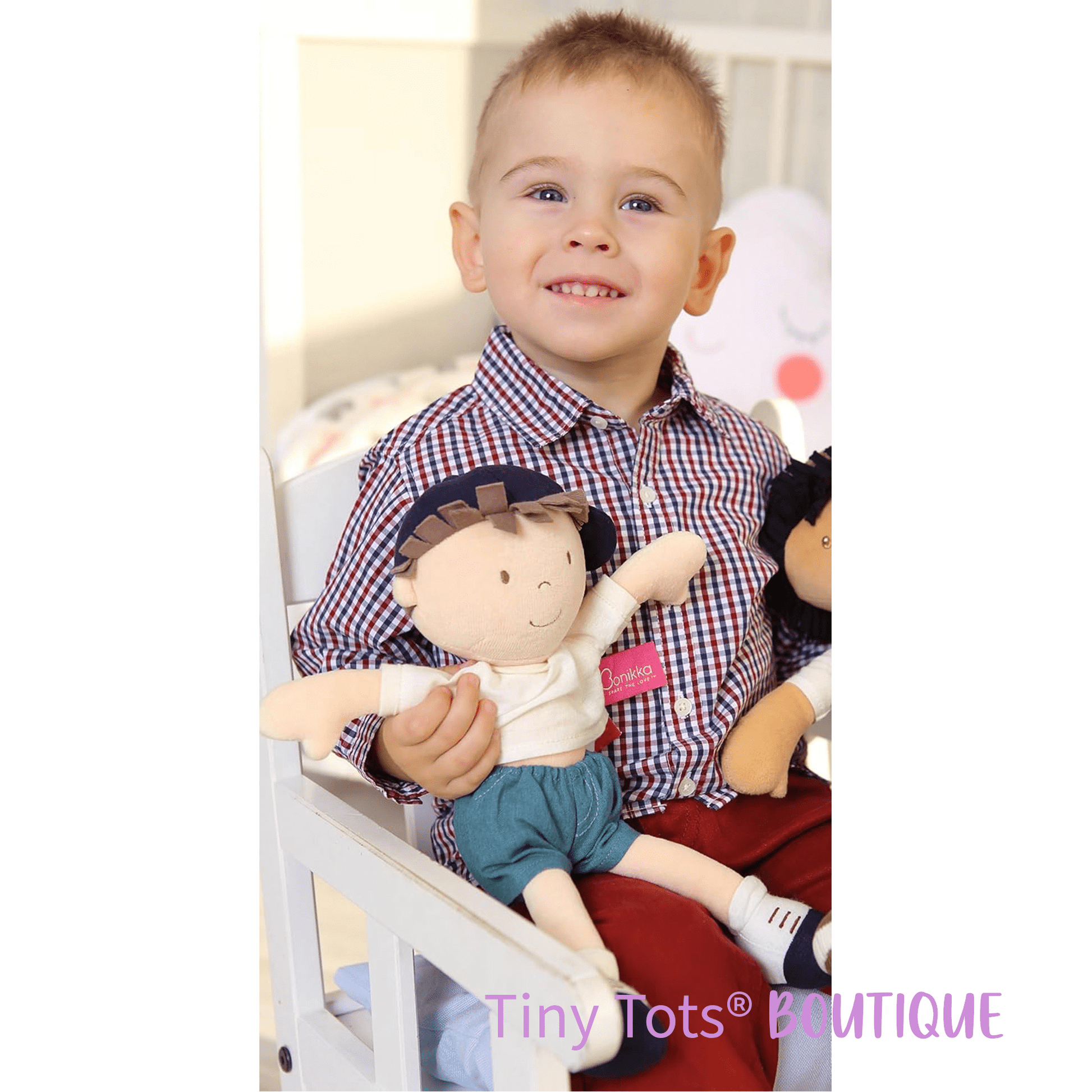 Personalized Boy Plush Doll in Baseball Cap - Jasper - Tiny Tots Boutique