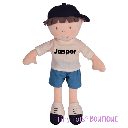 Personalized Boy Plush Doll in Baseball Cap - Jasper - Tiny Tots Boutique