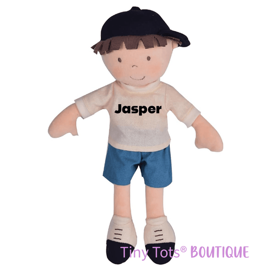 Personalized Boy Plush Doll in Baseball Cap - Jasper - Tiny Tots Boutique