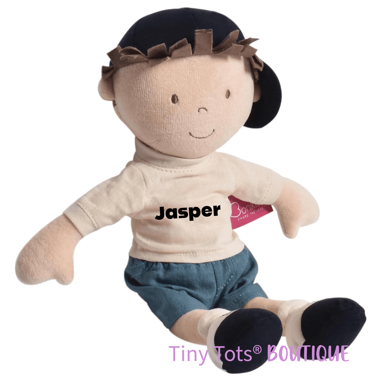 Personalized Boy Plush Doll in Baseball Cap - Jasper - Tiny Tots Boutique