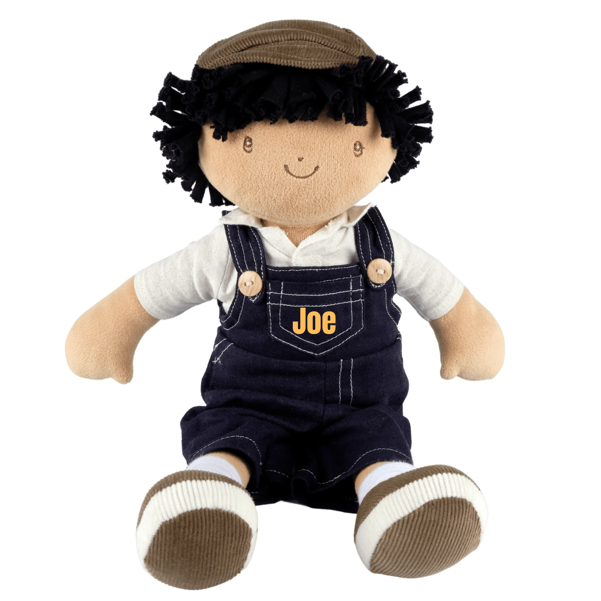 Personalized Boy Plush Doll in Denim Overalls - Joe - Tiny Tots Boutique