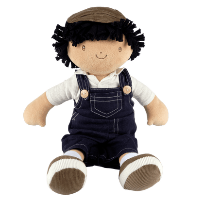 Personalized Boy Plush Doll in Denim Overalls - Joe - Tiny Tots Boutique
