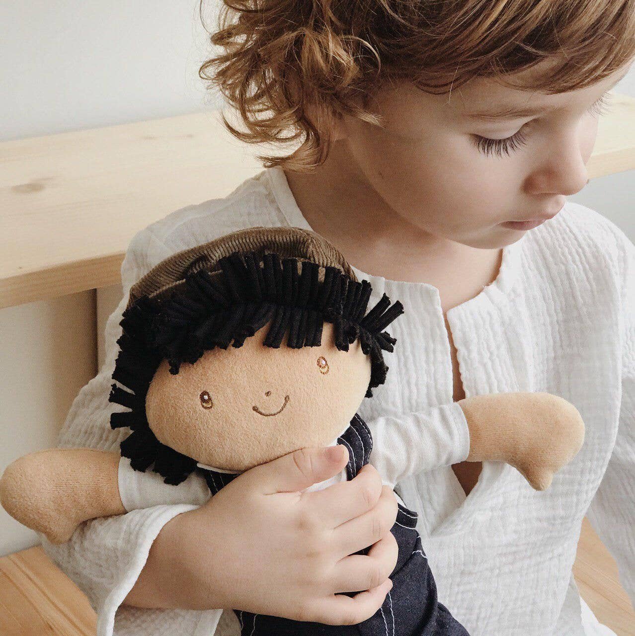 Personalized Boy Plush Doll in Denim Overalls - Joe - Tiny Tots Boutique