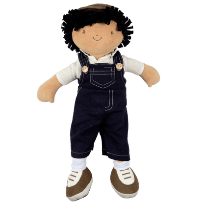 Personalized Boy Plush Doll in Denim Overalls - Joe - Tiny Tots Boutique