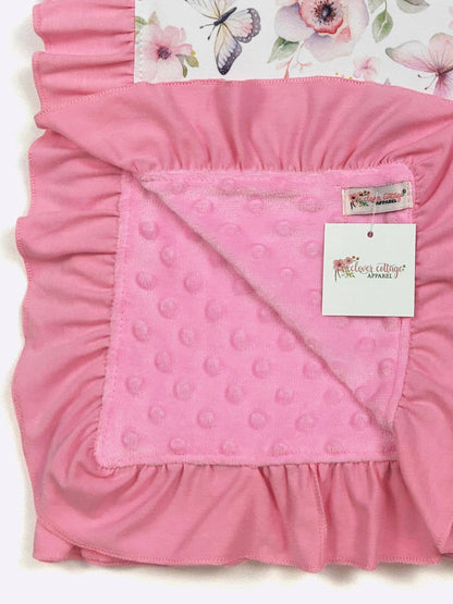 Personalized Butterfly Blooms Minky Blanket - Tiny Tots Boutique