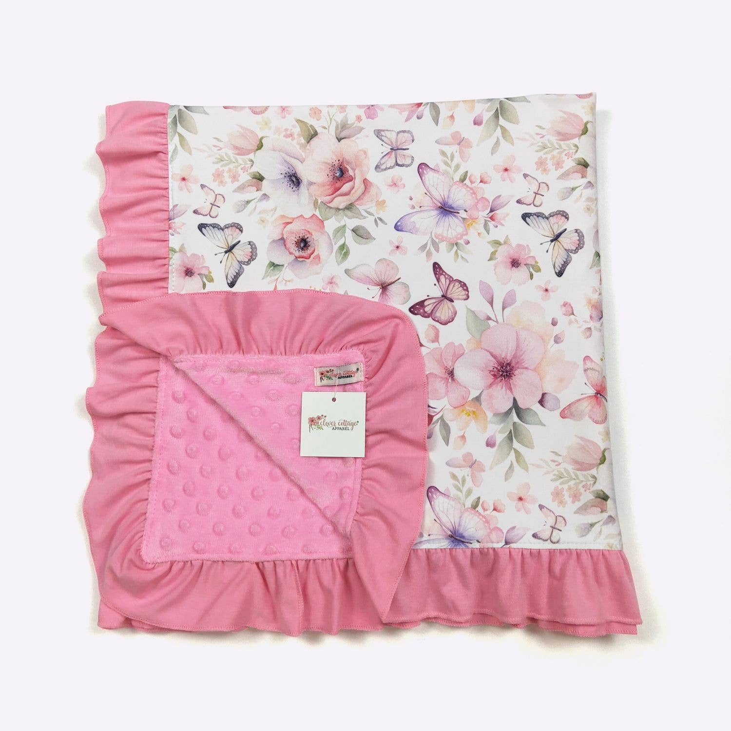 Personalized Butterfly Blooms Minky Blanket - Tiny Tots Boutique