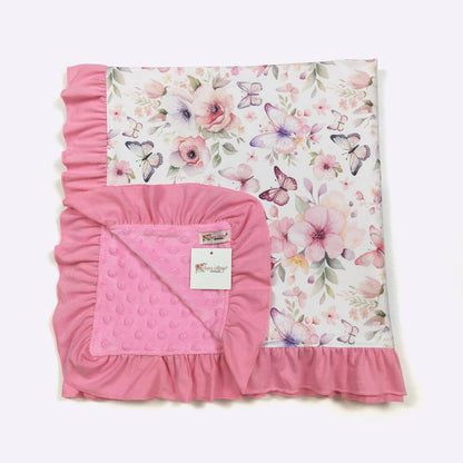 Personalized Butterfly Blooms Minky Blanket - Tiny Tots Boutique