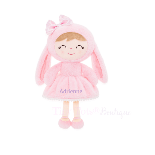 Personalized Coral Bunny Plush Doll - Tiny Tots Boutique