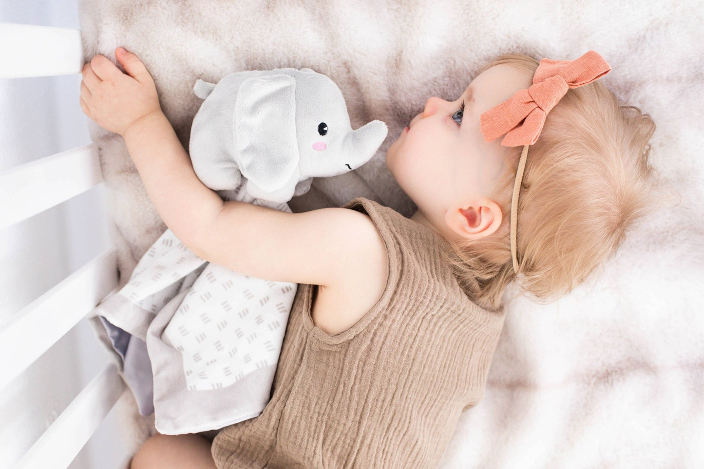 Personalized Elephant Lovey - Security Baby Blanket Gray - Tiny Tots Boutique