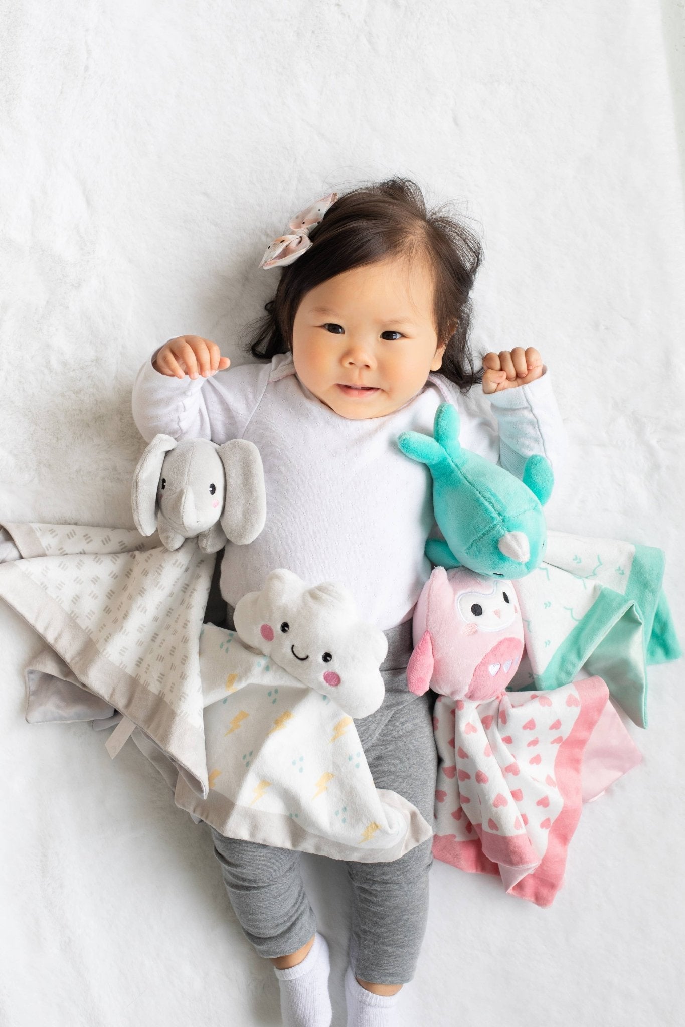 Personalized Elephant Lovey - Security Baby Blanket Gray - Tiny Tots Boutique