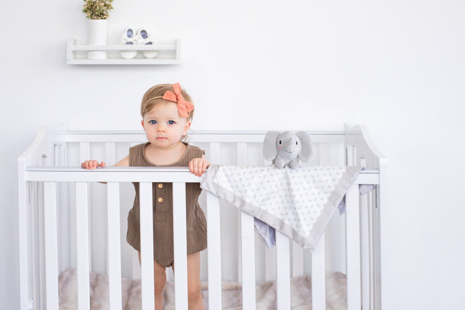 Personalized Elephant Lovey - Security Baby Blanket Gray - Tiny Tots Boutique