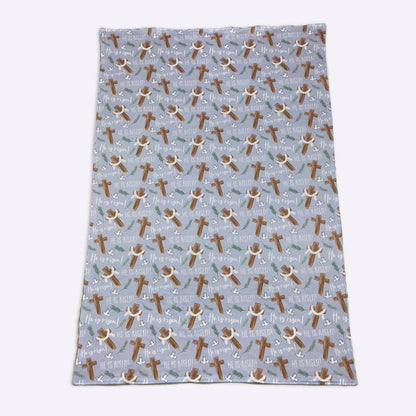 Personalized Faithful Cross Minky Blanket - Tiny Tots Boutique