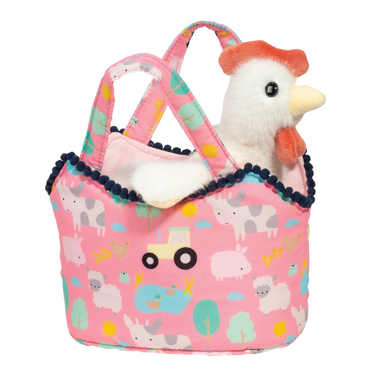 Personalized Farm Friends Purse with a White Hen Plush Animal - Tiny Tots Boutique