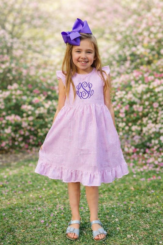 Personalized Girl's Classic Seersucker Easter Dress - Tiny Tots Boutique