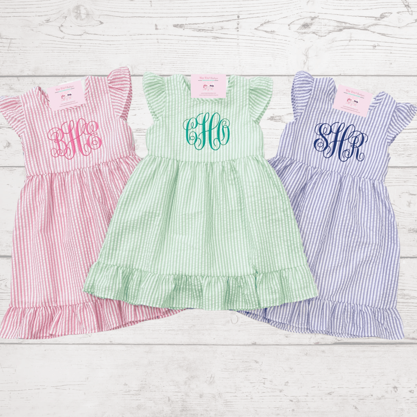 Personalized Girl's Classic Seersucker Easter Dress - Tiny Tots Boutique