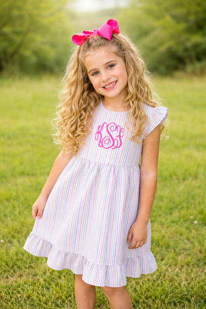 Personalized Girl's Classic Seersucker Easter Dress - Tiny Tots Boutique
