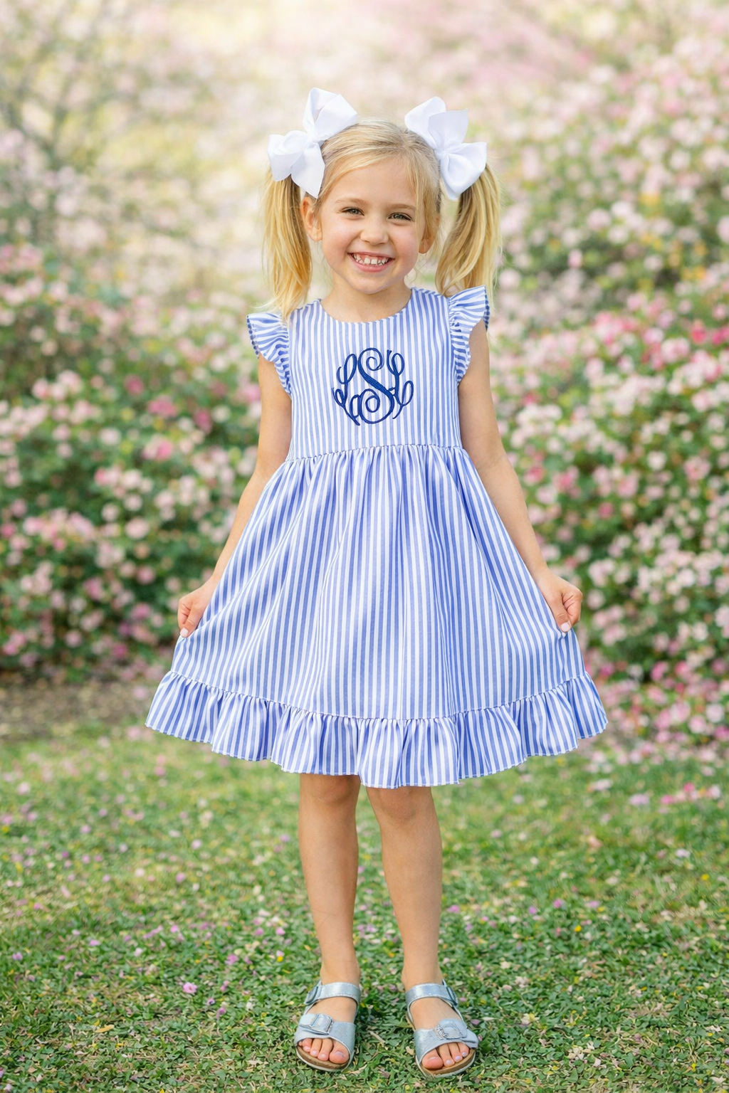 Personalized Girl's Classic Seersucker Easter Dress - Tiny Tots Boutique