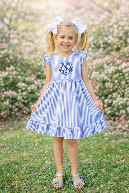 Personalized Girl's Classic Seersucker Easter Dress - Tiny Tots Boutique