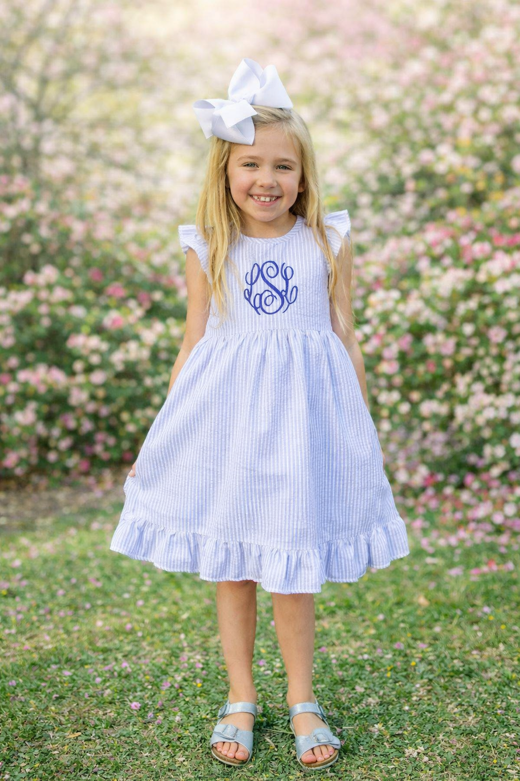 Personalized Girl's Classic Seersucker Easter Dress - Tiny Tots Boutique