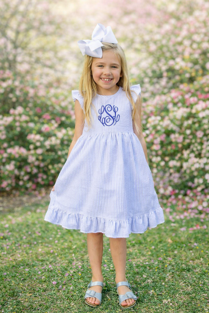 Personalized Girl's Classic Seersucker Easter Dress - Tiny Tots Boutique