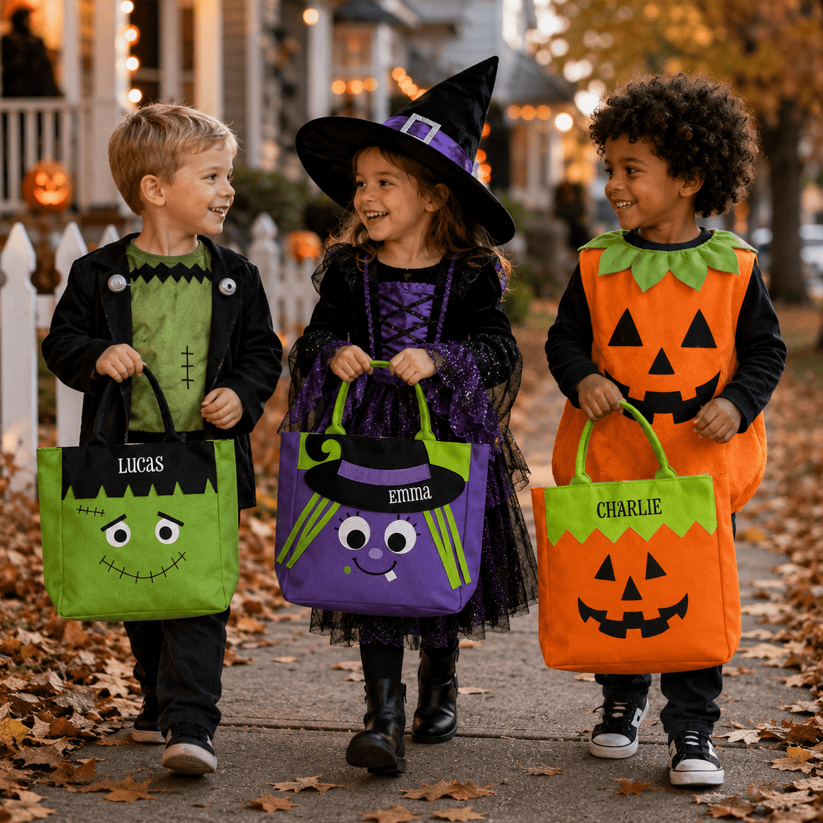 Personalized Halloween Tote - Reuseable Treat Bag for Kids - Tiny Tots Boutique
