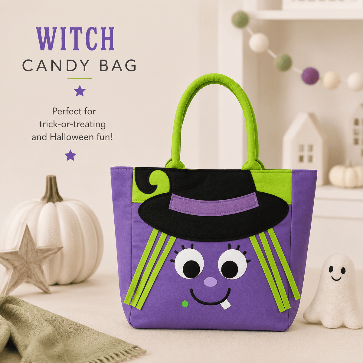Personalized Halloween Tote - Reuseable Treat Bag for Kids - Tiny Tots Boutique