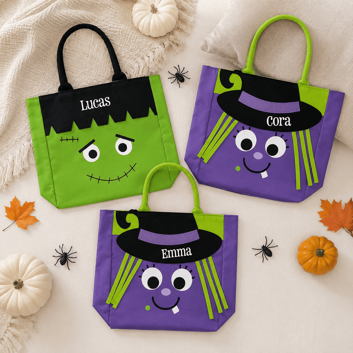 Personalized Halloween Tote - Reuseable Treat Bag for Kids - Tiny Tots Boutique