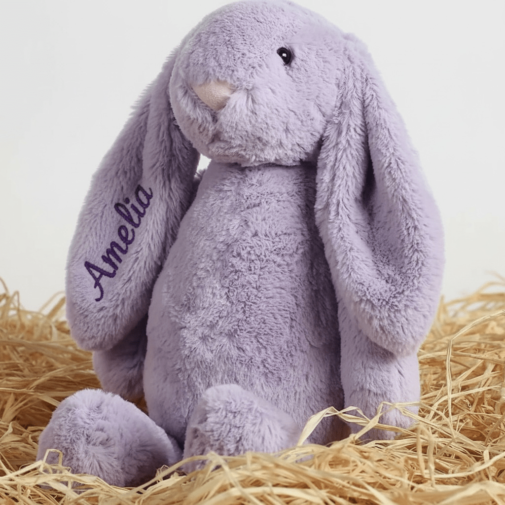 Personalized Lilac Plush Bunny - Custom Embroidered Name - Tiny Tots Boutique