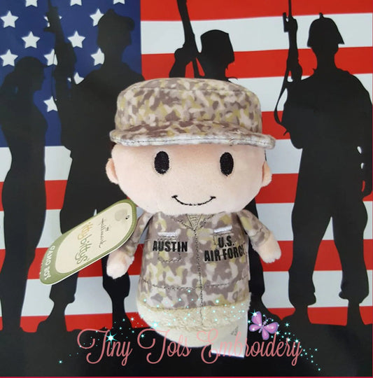 Personalized Military Camo Itty Bitty Soldier - Custom Name & Branch of Service - Tiny Tots Boutique
