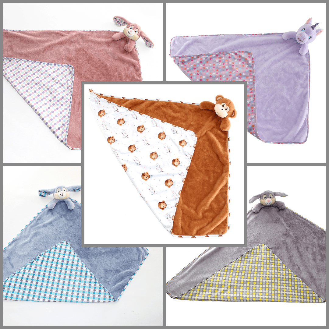 Personalized Monkey Stroller Blanket and Stuffed Animal - All - in - One - Tiny Tots Boutique