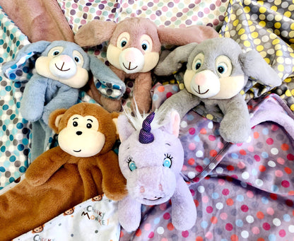 Personalized Monkey Stroller Blanket and Stuffed Animal - All - in - One - Tiny Tots Boutique