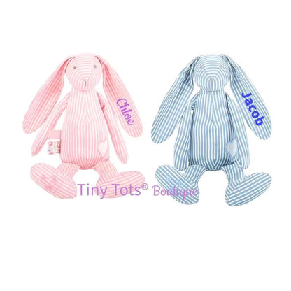 Personalized Pink Striped Bunny - Custom Embroidered Name - Tiny Tots Boutique