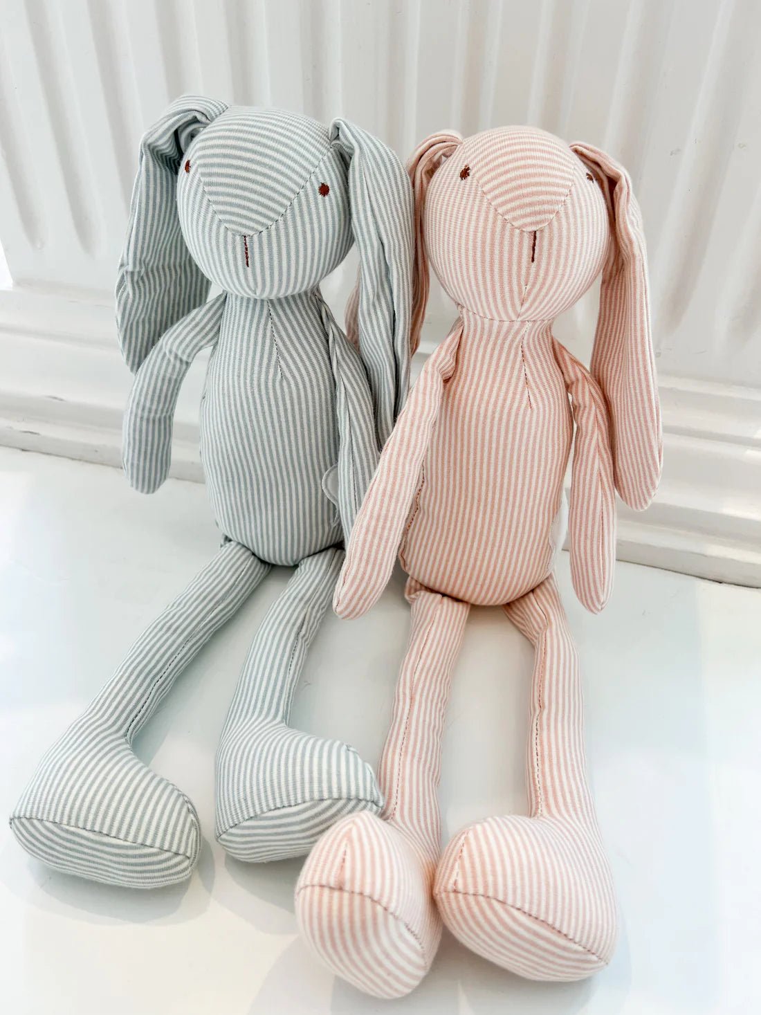 Personalized Pink Striped Bunny - Custom Embroidered Name - Tiny Tots Boutique