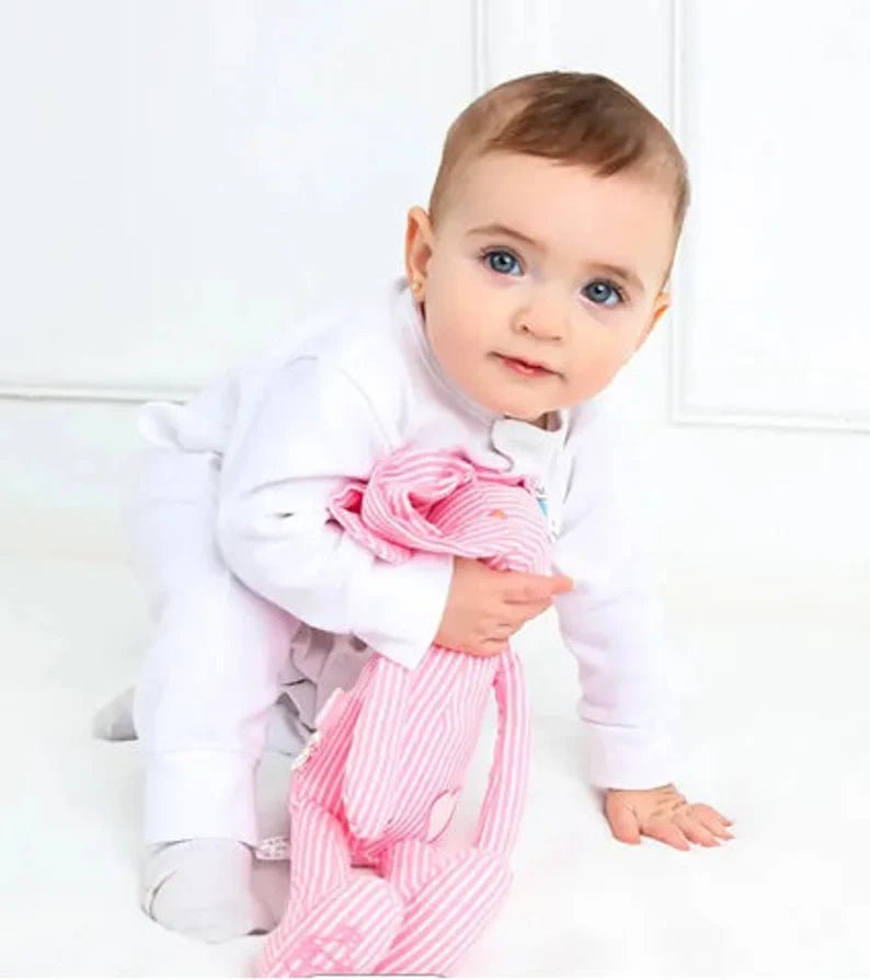 Personalized Pink Striped Bunny - Custom Embroidered Name - Tiny Tots Boutique