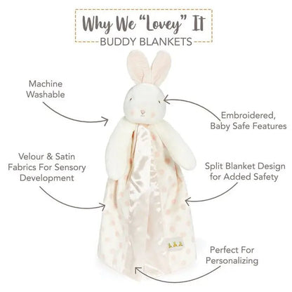 Personalized Plush Bunny Lovey - Pink Dots - Tiny Tots Boutique