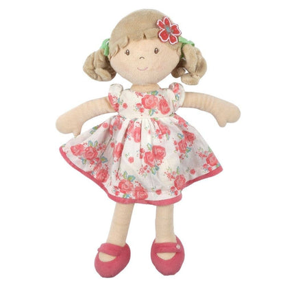 Personalized Plush Doll - Beige Hair with Pink Floral Dress - Scarlet - Tiny Tots Boutique