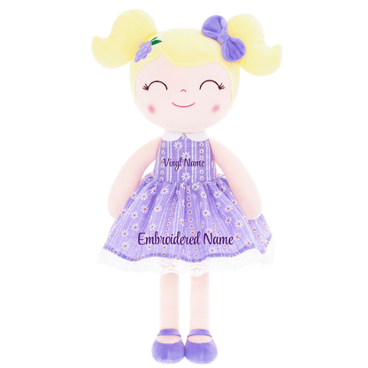 Personalized Plush Doll – Blonde Hair with a Lilac Dress - Tiny Tots Boutique