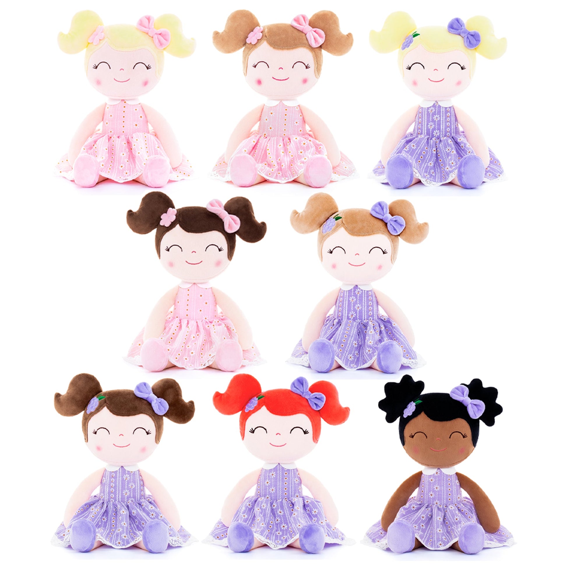 Personalized Plush Doll – Blonde Hair with a Lilac Dress - Tiny Tots Boutique