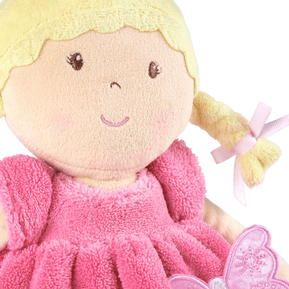 Personalized Plush Doll - Blonde Hair with a Pink Plush Dress - Ria - Tiny Tots Boutique