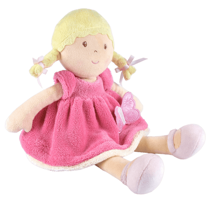 Personalized Plush Doll - Blonde Hair with a Pink Plush Dress - Ria - Tiny Tots Boutique